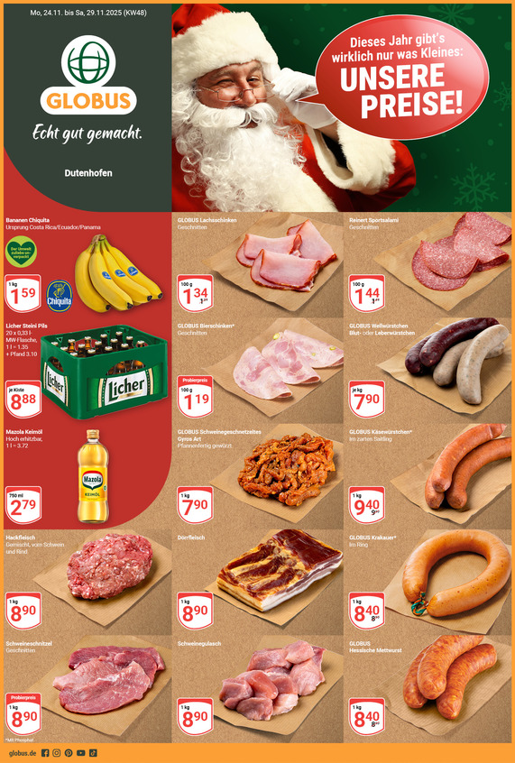 Kommendes Werbeprospekt von GLOBUS mit Angeboten vom 24.11.2025 bis 29.11.2025