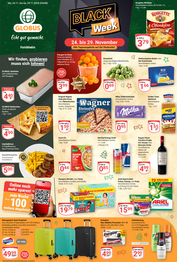Kommendes Werbeprospekt von GLOBUS mit Angeboten vom 24.11.2025 bis 29.11.2025