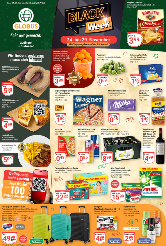 Kommendes Werbeprospekt von GLOBUS mit Angeboten vom 24.11.2025 bis 29.11.2025