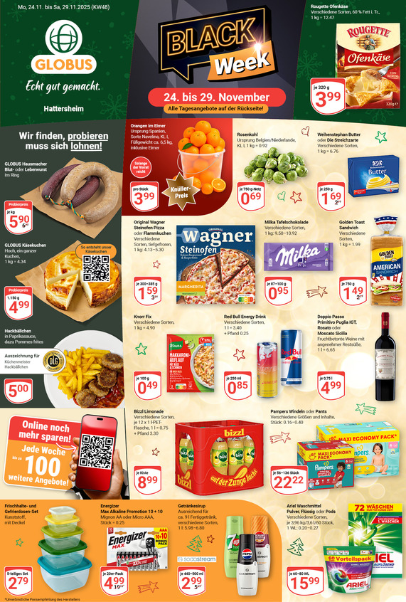 Kommendes Werbeprospekt von GLOBUS mit Angeboten vom 24.11.2025 bis 29.11.2025