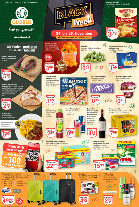 Kommendes Werbeprospekt von GLOBUS mit Angeboten vom 24.11.2025 bis 29.11.2025