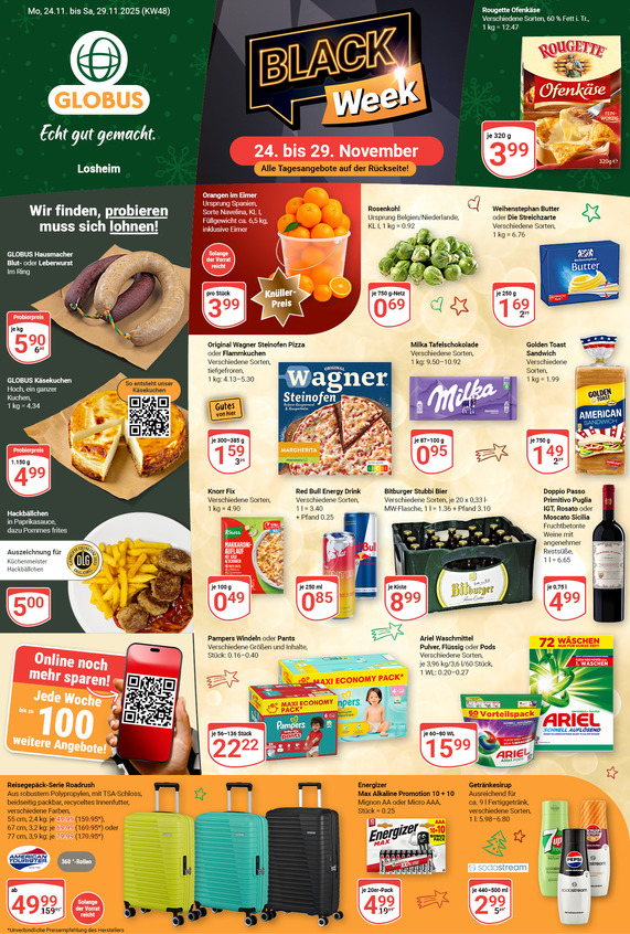 Kommendes Werbeprospekt von GLOBUS mit Angeboten vom 24.11.2025 bis 29.11.2025
