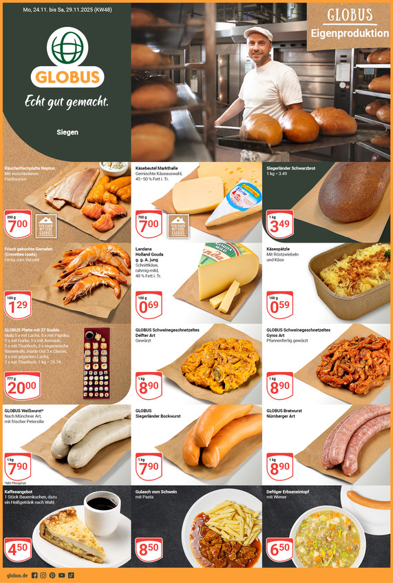 Aktuelles Werbeprospekt von GLOBUS mit Angeboten vom 24.11.2025 bis 29.11.2025