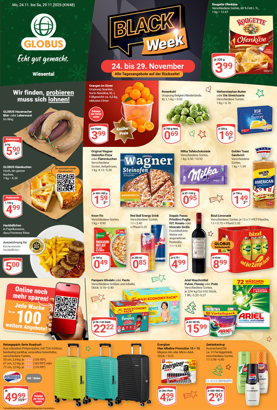 Kommendes Werbeprospekt von GLOBUS mit Angeboten vom 24.11.2025 bis 29.11.2025