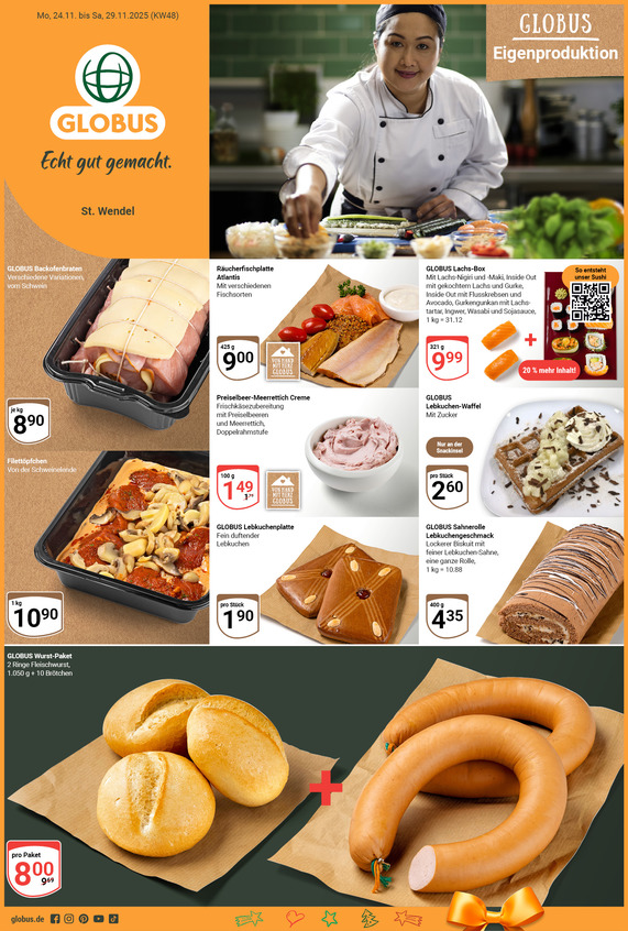 Kommendes Werbeprospekt von GLOBUS mit Angeboten vom 24.11.2025 bis 29.11.2025