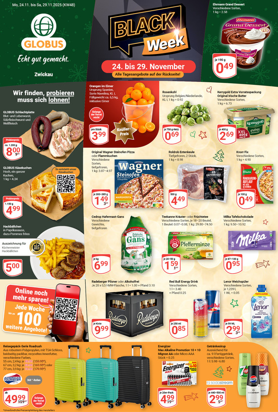 Kommendes Werbeprospekt von GLOBUS mit Angeboten vom 24.11.2025 bis 29.11.2025