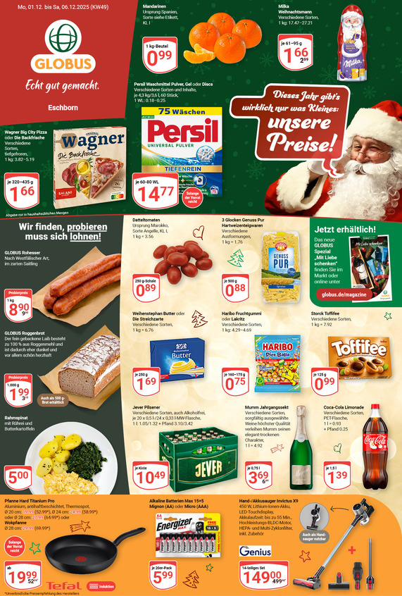Kommendes Werbeprospekt von GLOBUS mit Angeboten vom 01.12.2025 bis 06.12.2025
