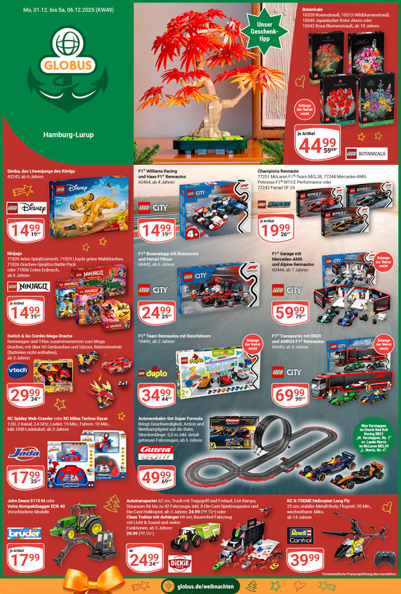 Kommendes Werbeprospekt von GLOBUS mit Angeboten vom 01.12.2025 bis 06.12.2025