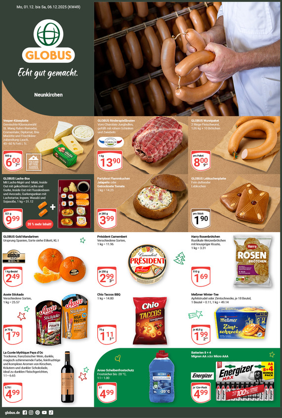 Aktuelles Werbeprospekt von GLOBUS mit Angeboten vom 01.12.2025 bis 06.12.2025