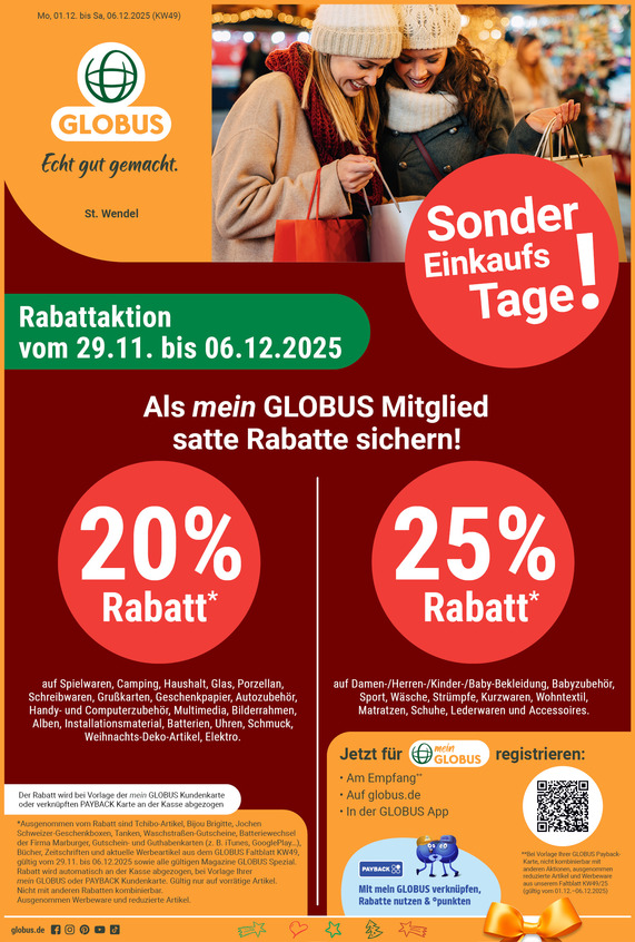 Kommendes Werbeprospekt von GLOBUS mit Angeboten vom 01.12.2025 bis 06.12.2025