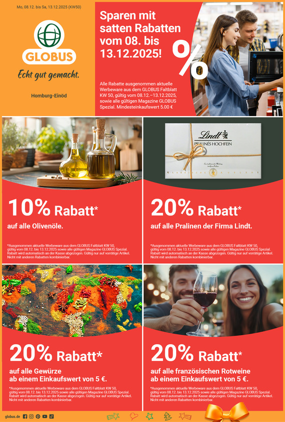 Kommendes Werbeprospekt von GLOBUS mit Angeboten vom 08.12.2025 bis 13.12.2025