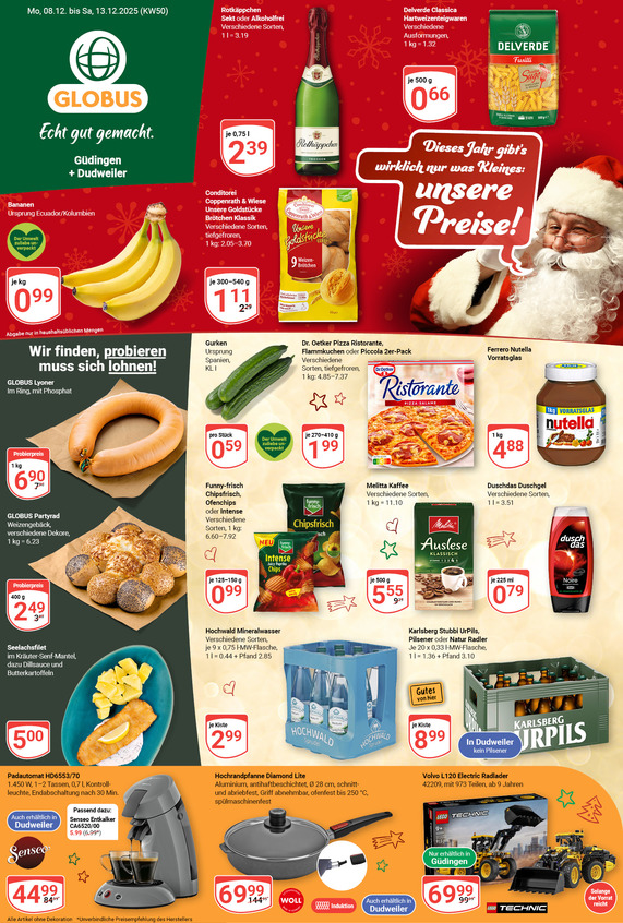 Aktuelles Werbeprospekt von GLOBUS mit Angeboten vom 08.12.2025 bis 13.12.2025