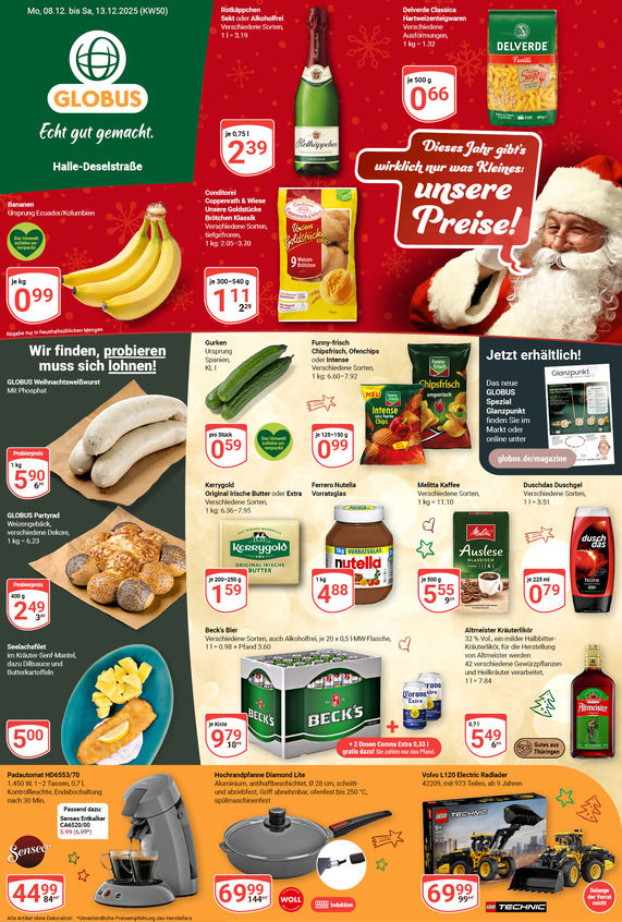 Kommendes Werbeprospekt von GLOBUS mit Angeboten vom 08.12.2025 bis 13.12.2025