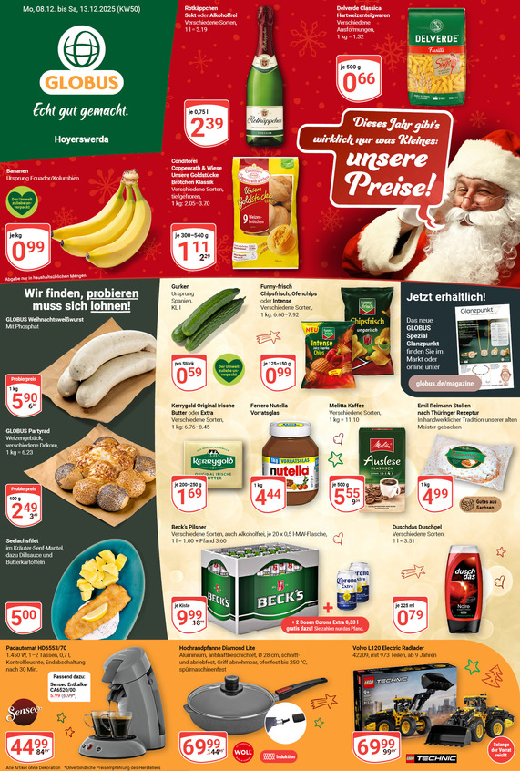 Kommendes Werbeprospekt von GLOBUS mit Angeboten vom 08.12.2025 bis 13.12.2025