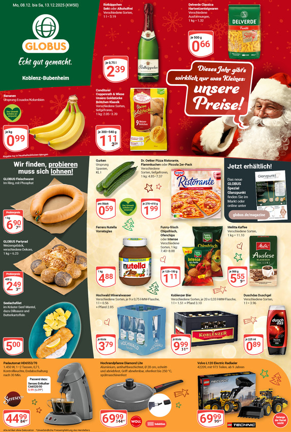 Kommendes Werbeprospekt von GLOBUS mit Angeboten vom 08.12.2025 bis 13.12.2025