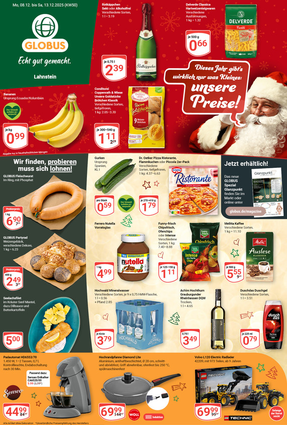 Kommendes Werbeprospekt von GLOBUS mit Angeboten vom 08.12.2025 bis 13.12.2025
