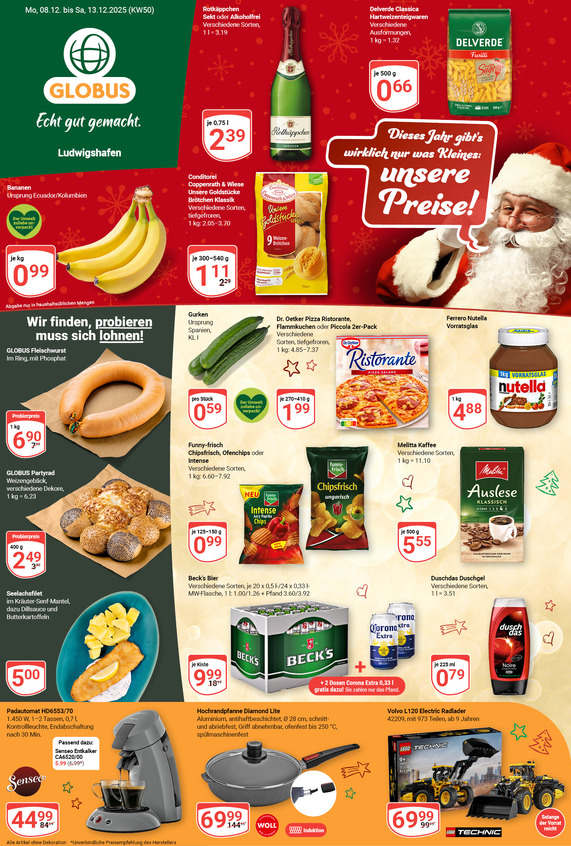 Kommendes Werbeprospekt von GLOBUS mit Angeboten vom 08.12.2025 bis 13.12.2025