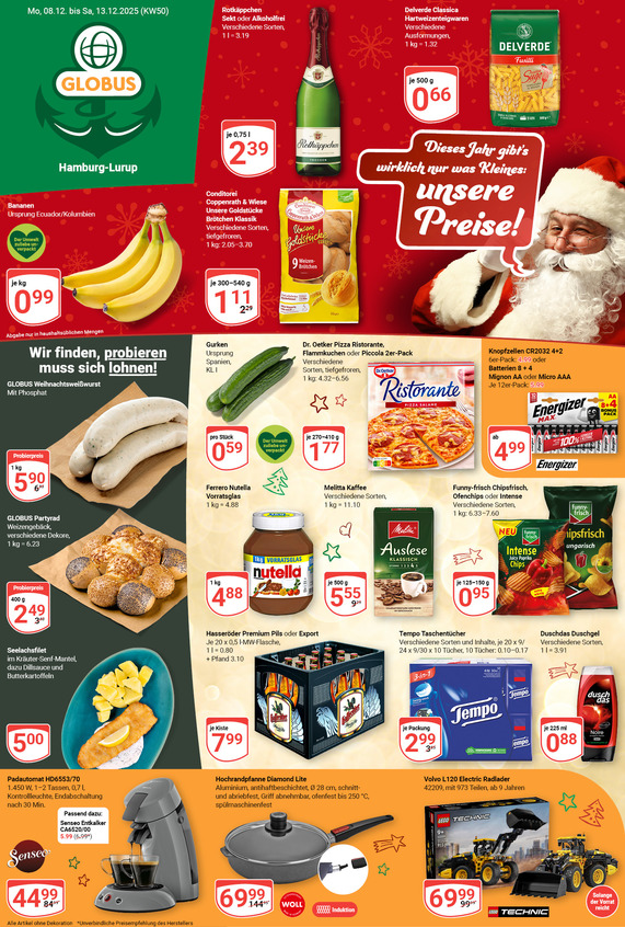 Kommendes Werbeprospekt von GLOBUS mit Angeboten vom 08.12.2025 bis 13.12.2025