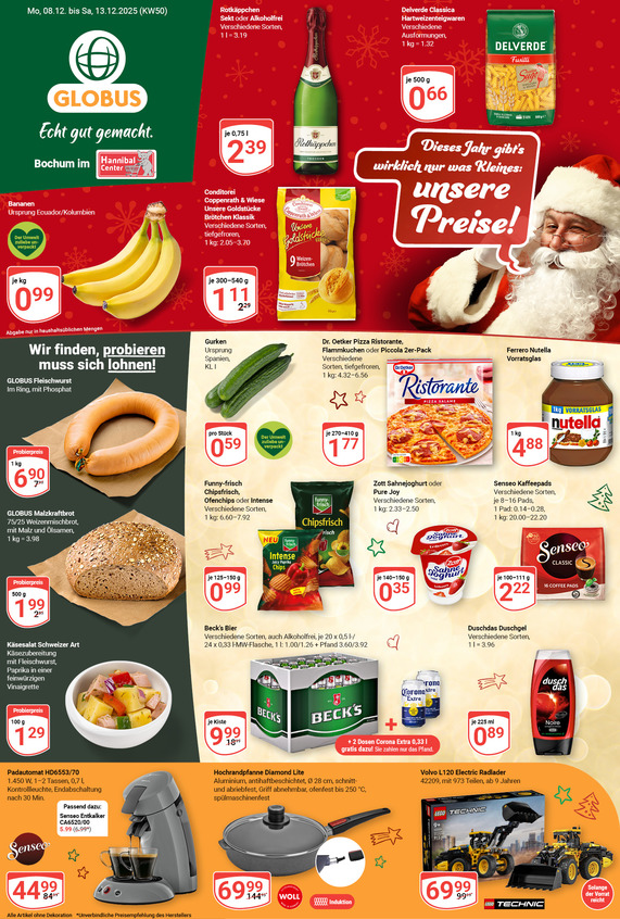 Kommendes Werbeprospekt von GLOBUS mit Angeboten vom 08.12.2025 bis 13.12.2025