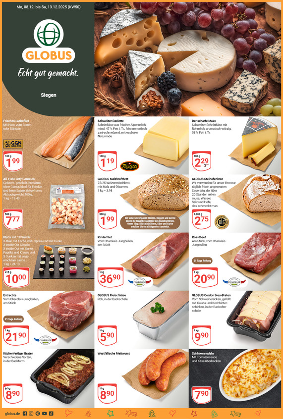 Kommendes Werbeprospekt von GLOBUS mit Angeboten vom 08.12.2025 bis 13.12.2025