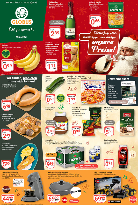 Kommendes Werbeprospekt von GLOBUS mit Angeboten vom 08.12.2025 bis 13.12.2025