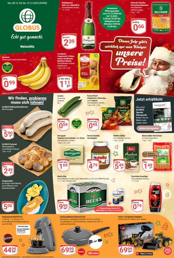 Kommendes Werbeprospekt von GLOBUS mit Angeboten vom 08.12.2025 bis 13.12.2025