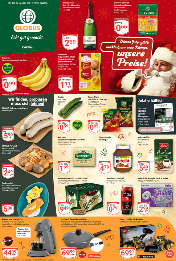 Kommendes Werbeprospekt von GLOBUS mit Angeboten vom 08.12.2025 bis 13.12.2025