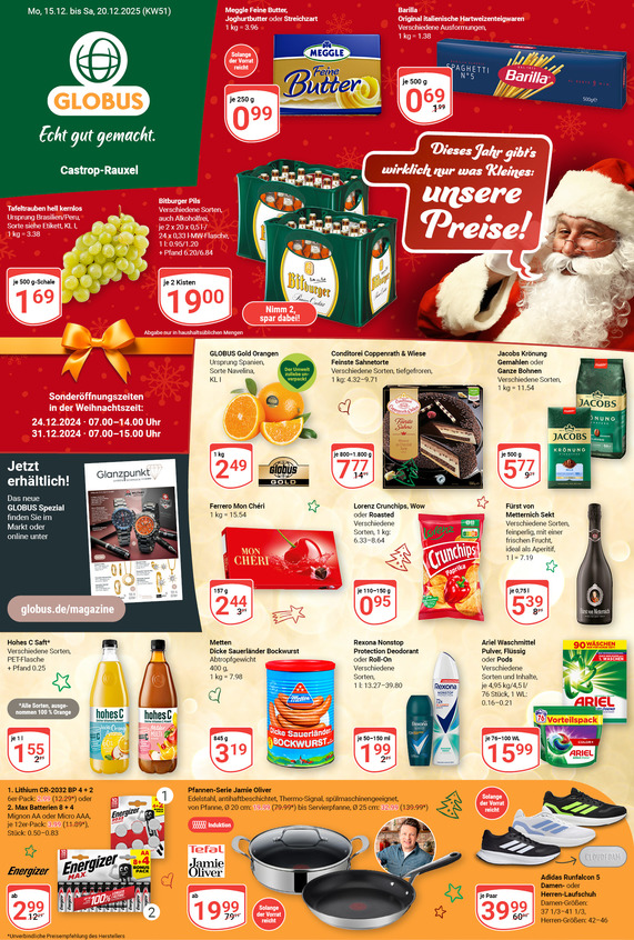 Aktuelles Werbeprospekt von GLOBUS mit Angeboten vom 15.12.2025 bis 20.12.2025