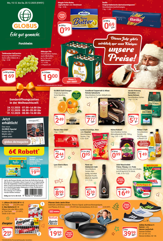 Aktuelles Werbeprospekt von GLOBUS mit Angeboten vom 15.12.2025 bis 20.12.2025
