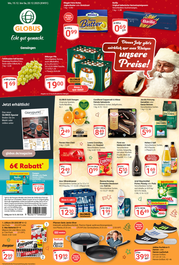 Aktuelles Werbeprospekt von GLOBUS mit Angeboten vom 15.12.2025 bis 20.12.2025