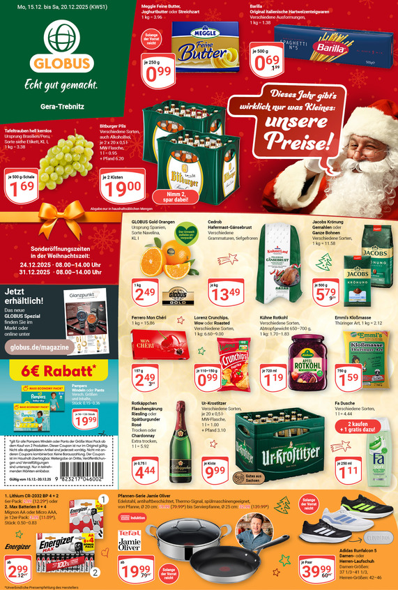 Aktuelles Werbeprospekt von GLOBUS mit Angeboten vom 15.12.2025 bis 20.12.2025