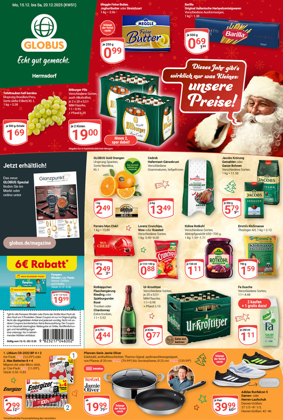 Aktuelles Werbeprospekt von GLOBUS mit Angeboten vom 15.12.2025 bis 20.12.2025