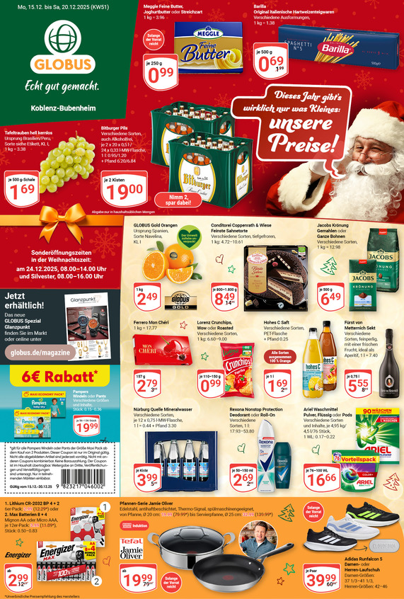 Kommendes Werbeprospekt von GLOBUS mit Angeboten vom 15.12.2025 bis 20.12.2025