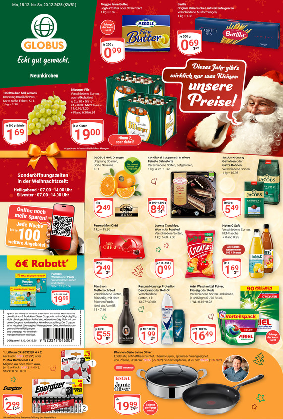 Aktuelles Werbeprospekt von GLOBUS mit Angeboten vom 15.12.2025 bis 20.12.2025