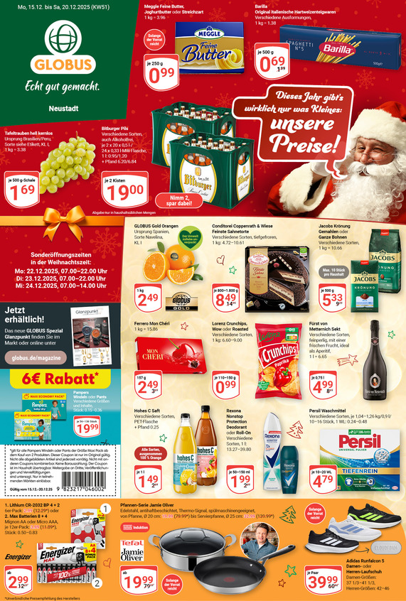 Aktuelles Werbeprospekt von GLOBUS mit Angeboten vom 15.12.2025 bis 20.12.2025