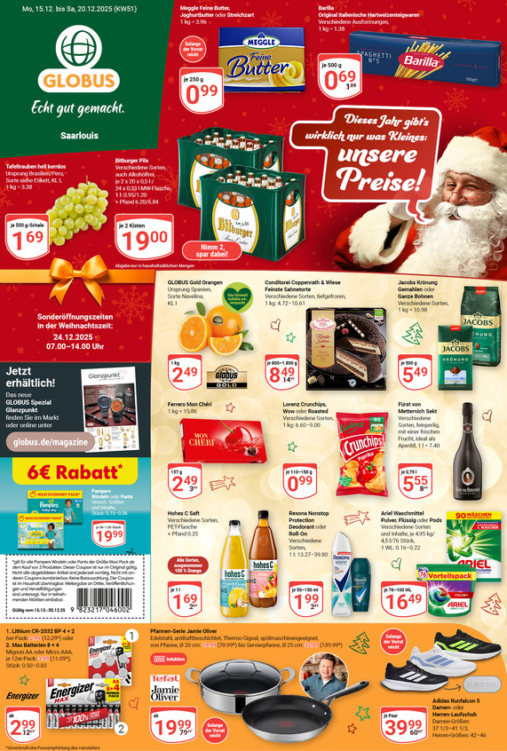 Aktuelles Werbeprospekt von GLOBUS mit Angeboten vom 15.12.2025 bis 20.12.2025