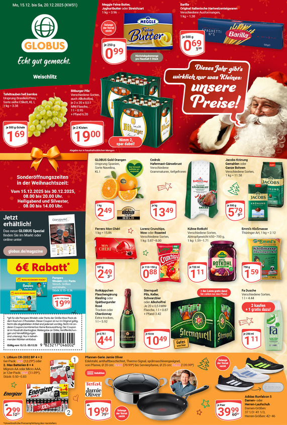 Kommendes Werbeprospekt von GLOBUS mit Angeboten vom 15.12.2025 bis 20.12.2025
