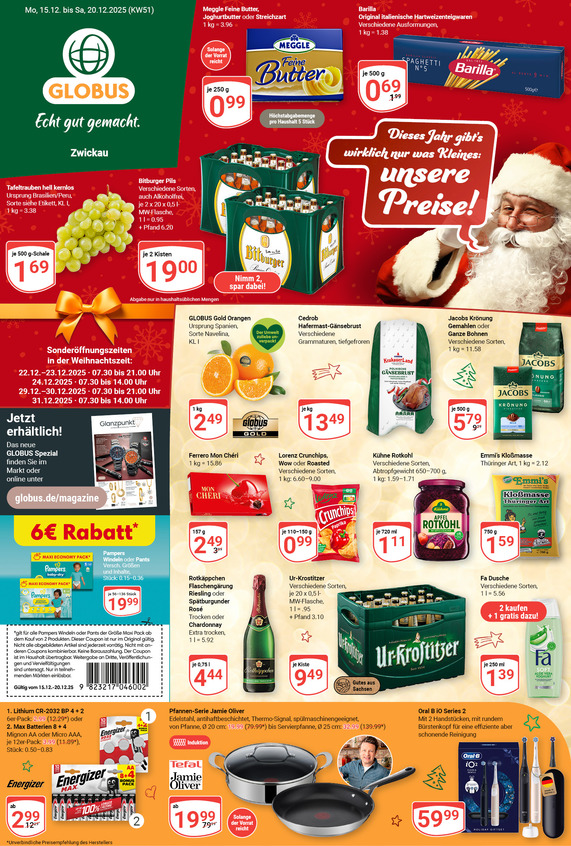 Kommendes Werbeprospekt von GLOBUS mit Angeboten vom 15.12.2025 bis 20.12.2025
