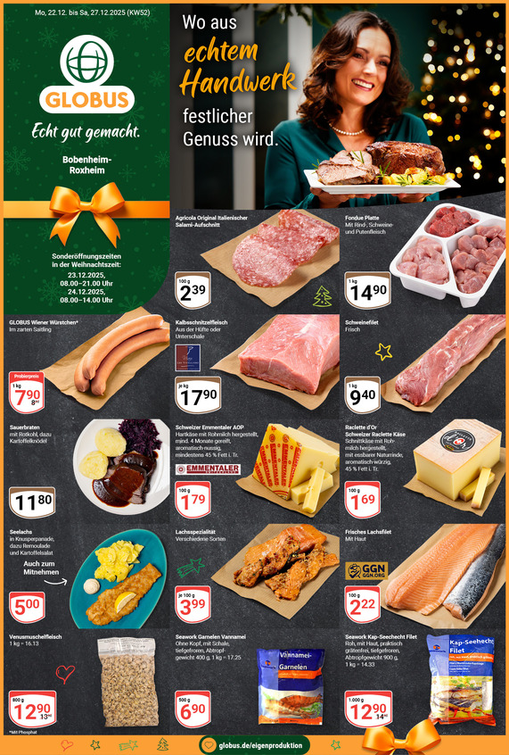 Kommendes Werbeprospekt von GLOBUS mit Angeboten vom 22.12.2025 bis 27.12.2025