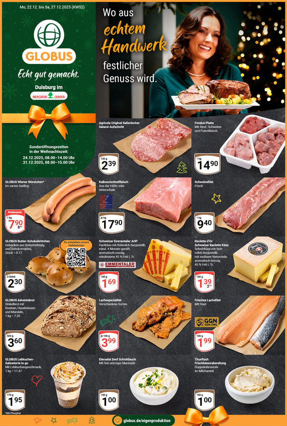 Kommendes Werbeprospekt von GLOBUS mit Angeboten vom 22.12.2025 bis 27.12.2025