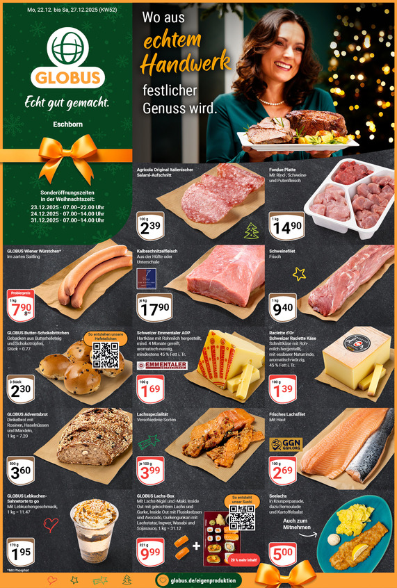 Kommendes Werbeprospekt von GLOBUS mit Angeboten vom 22.12.2025 bis 27.12.2025