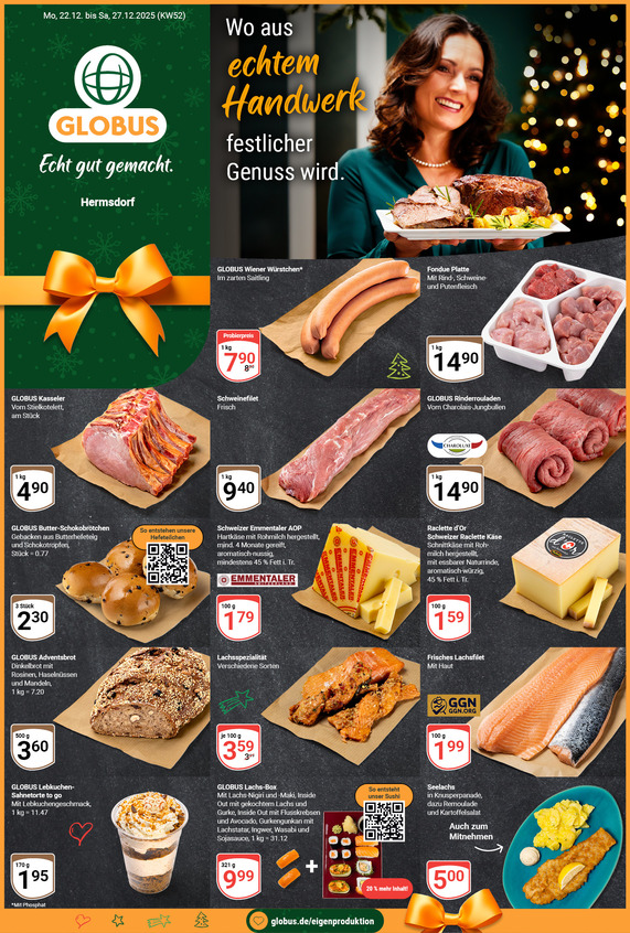 Aktuelles Werbeprospekt von GLOBUS mit Angeboten vom 22.12.2025 bis 27.12.2025