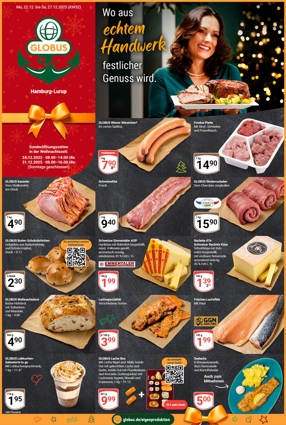 Aktuelles Werbeprospekt von GLOBUS mit Angeboten vom 22.12.2025 bis 27.12.2025