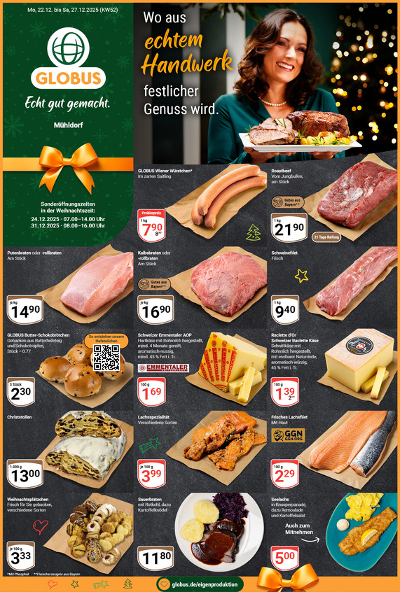 Kommendes Werbeprospekt von GLOBUS mit Angeboten vom 22.12.2025 bis 27.12.2025
