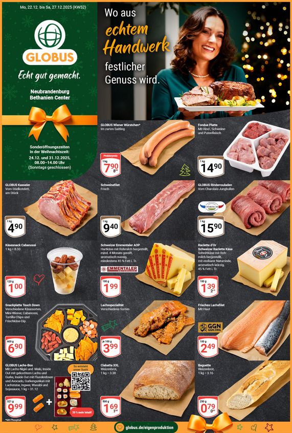 Kommendes Werbeprospekt von GLOBUS mit Angeboten vom 22.12.2025 bis 27.12.2025