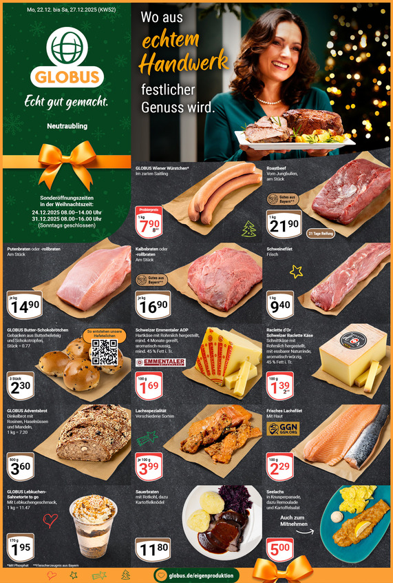 Kommendes Werbeprospekt von GLOBUS mit Angeboten vom 22.12.2025 bis 27.12.2025
