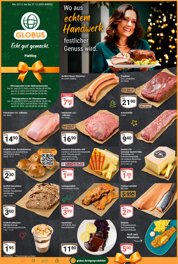 Aktuelles Werbeprospekt von GLOBUS mit Angeboten vom 22.12.2025 bis 27.12.2025