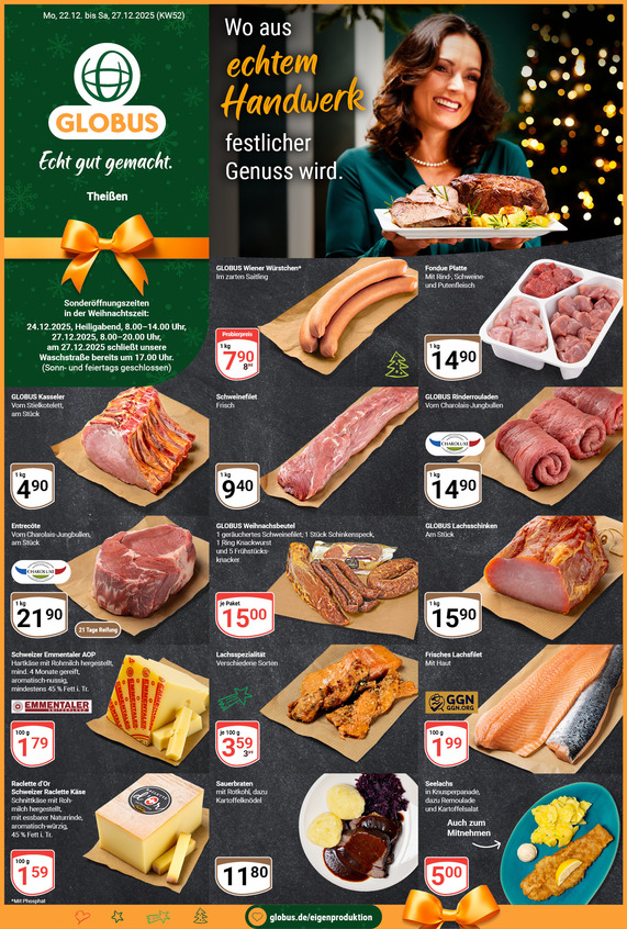Kommendes Werbeprospekt von GLOBUS mit Angeboten vom 22.12.2025 bis 27.12.2025