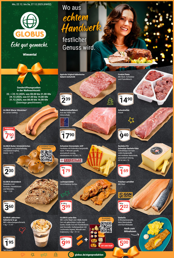 Aktuelles Werbeprospekt von GLOBUS mit Angeboten vom 22.12.2025 bis 27.12.2025