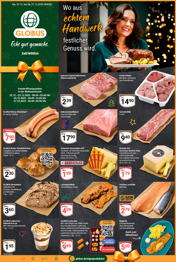 Aktuelles Werbeprospekt von GLOBUS mit Angeboten vom 22.12.2025 bis 27.12.2025